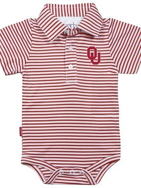 Infant Garb Crimson/White Oklahoma Sooners Carson Striped Short Sleeve Bodysuit